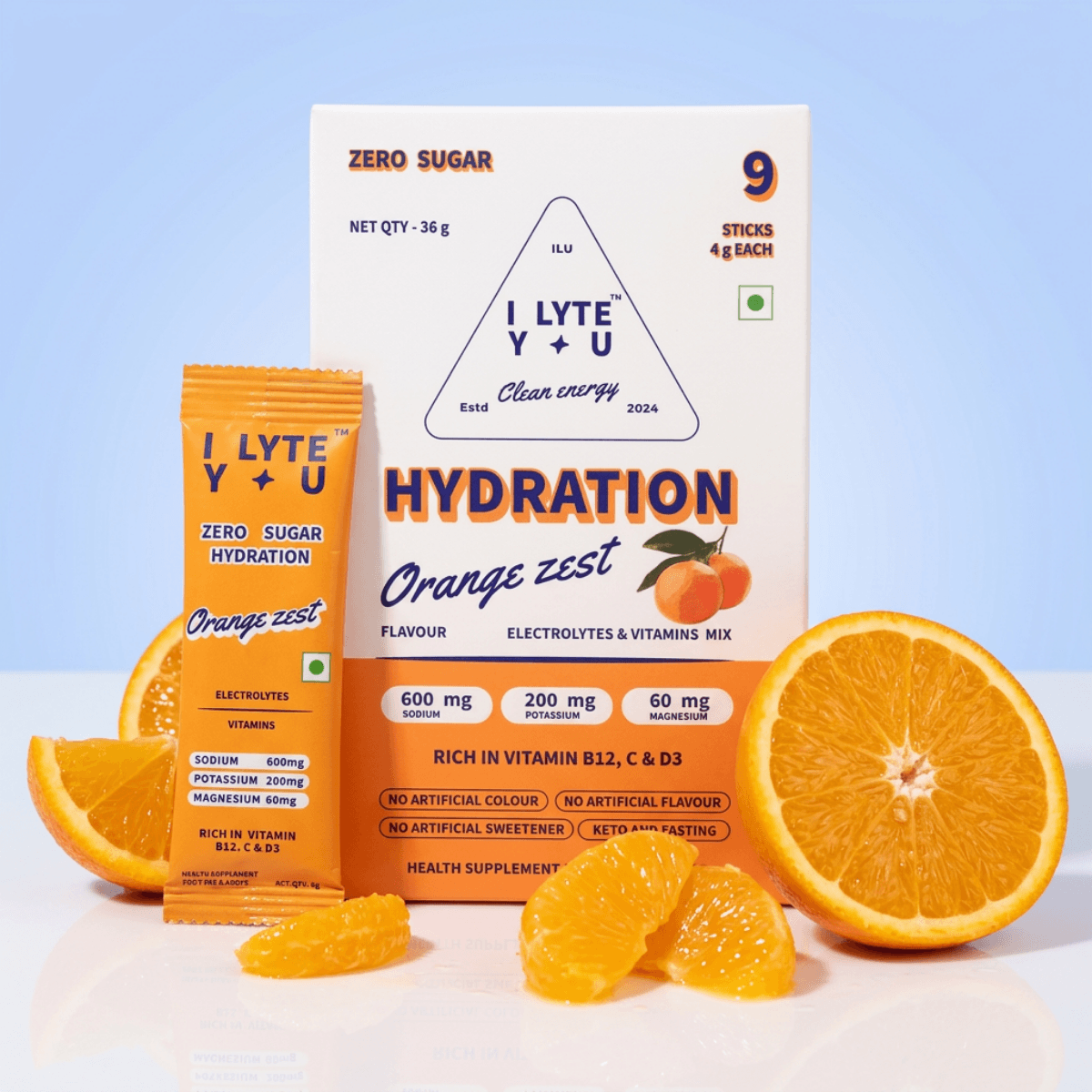 Hydration Sticks | Pack of 9 | Zero Sugar | Electrolytes & Vitamins mix