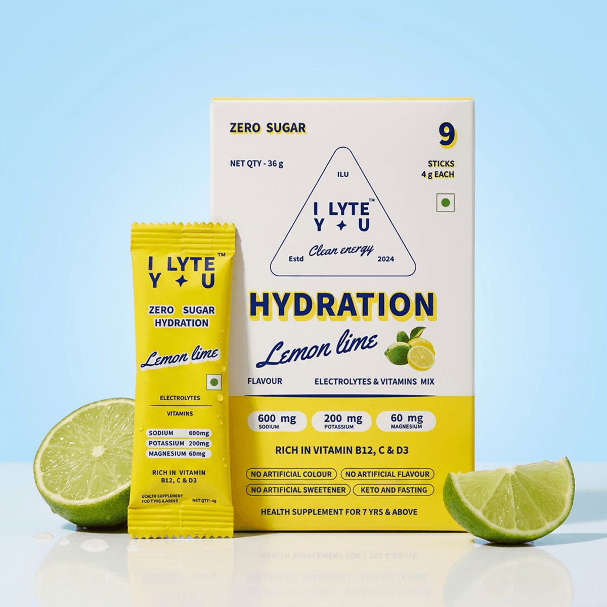 Hydration Sticks | Pack of 9 | Zero Sugar | Electrolytes & Vitamins mix